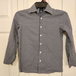Nautica Boys Navy Blue and White Gingham Shirt